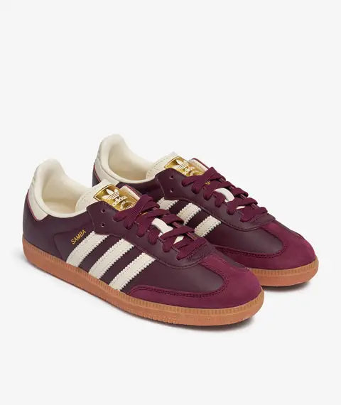adidas Samba OG Maroon Gold Metallic — sapatilhas femininas adidas